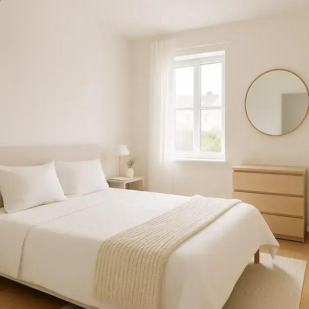 Cores claras e reflexivas que ampliam visualmente quartos de 12 m²