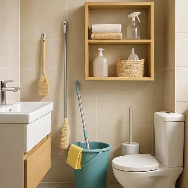 Estratégias para organizar utensílios de limpeza em banheiros de 3 m² sem perder estética
