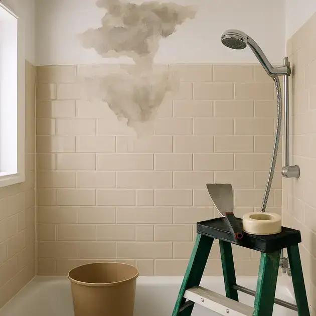 Passo a passo para reparar infiltração no teto de banheiro de apartamento de 30 m²